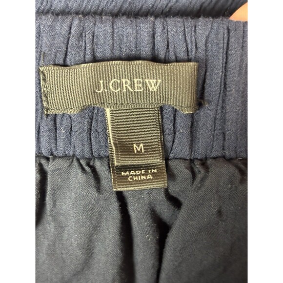 J Crew Maxi Skirt Navy Blue Size Medium Elastic Tie Waist Lined Long - Picture 2 of 8